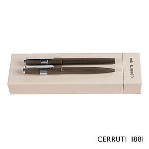 Cerruti 1881® Block Brushed Ballpoint Pen & Fountain Pen Gift Set
