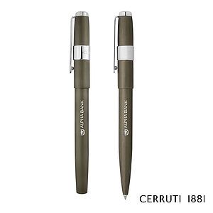 Cerruti 1881® Block Brushed Ballpoint Pen & Fountain Pen Gift Set