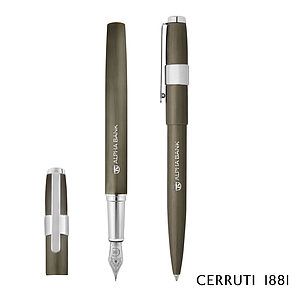 Cerruti 1881® Block Brushed Ballpoint Pen & Fountain Pen Gift Set