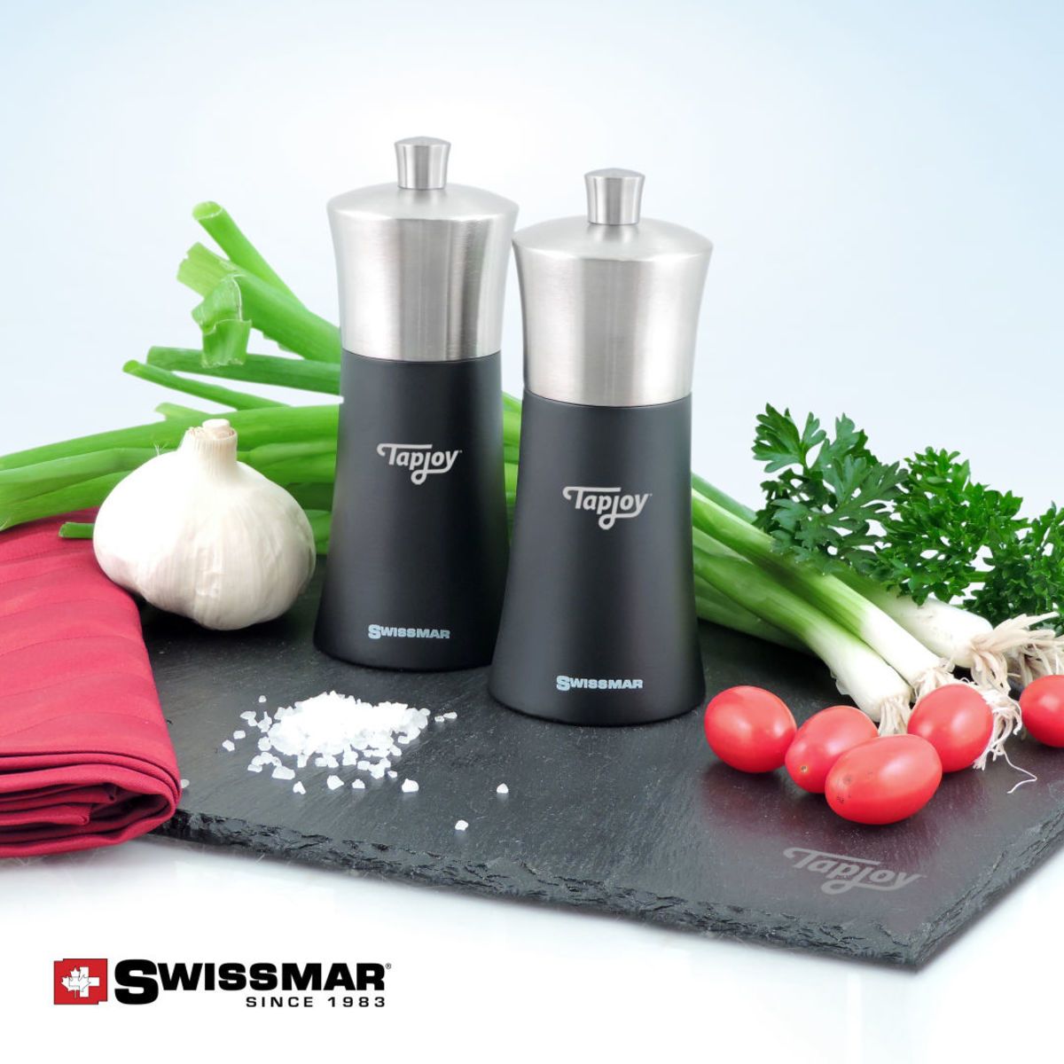 Swissmar torre saltpepper mill serving board set Corporate Specialties
