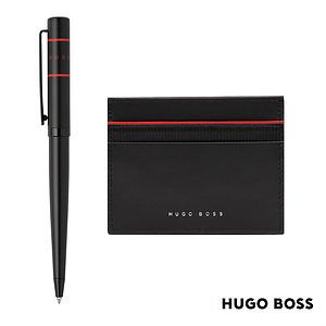 Hugo Boss® Gear Card Holder/Ribbon Matrix Ballpoint Pen