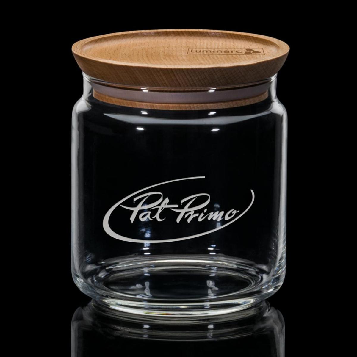 Finch Jar with Wooden Lid - Deep Etch