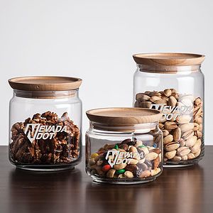 Finch Jar with Wooden Lid - Deep Etch