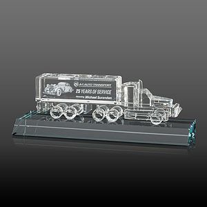 Crystal 18 Wheeler on Base 3D - Clear