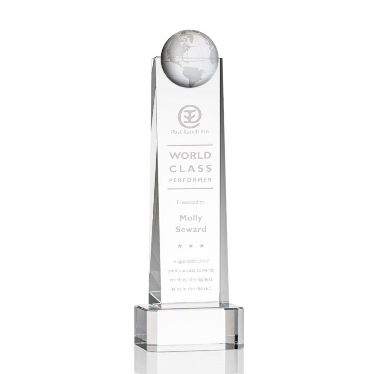 Sherbourne Globe Award on Base - Clear