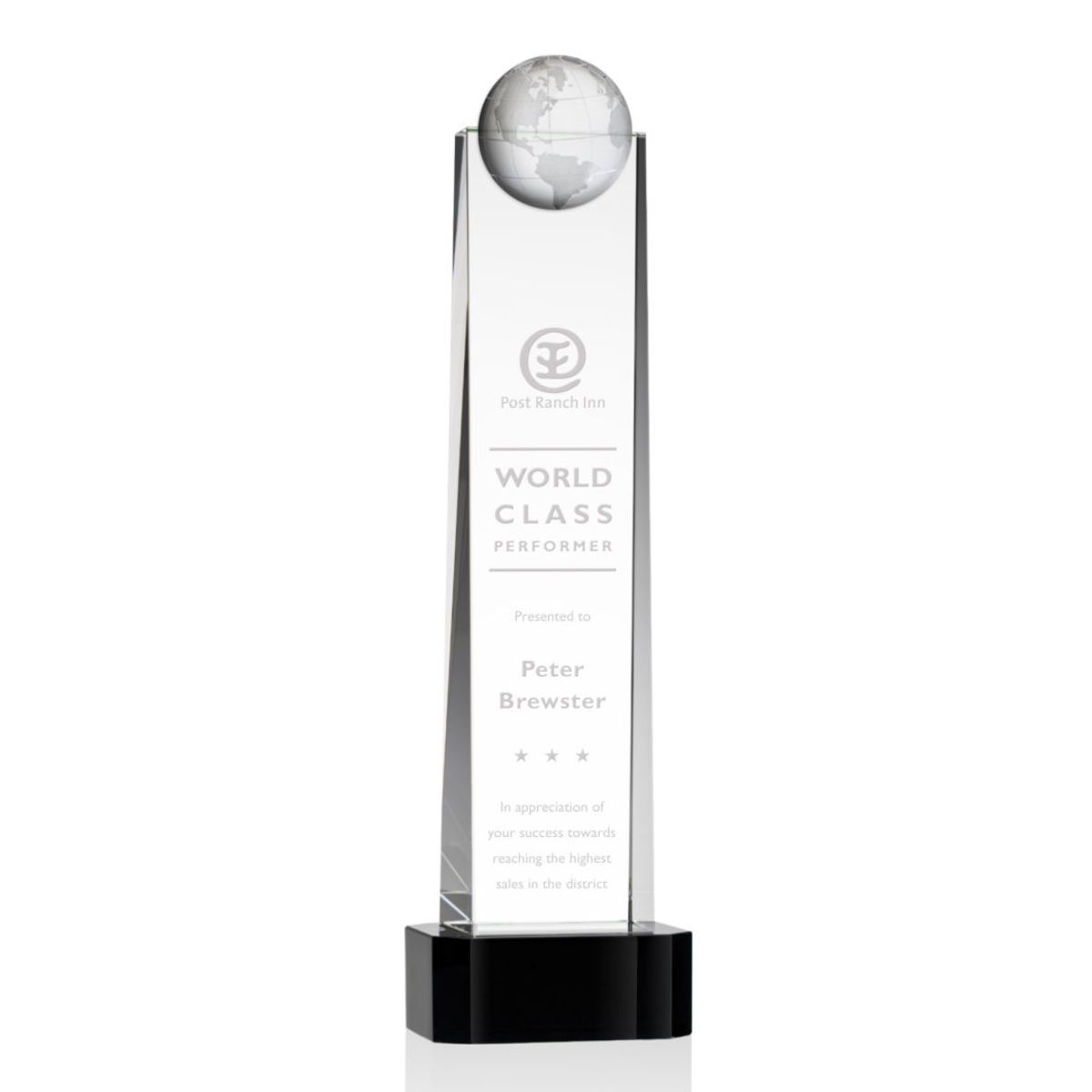 Sherbourne Globe Award on Base - Black