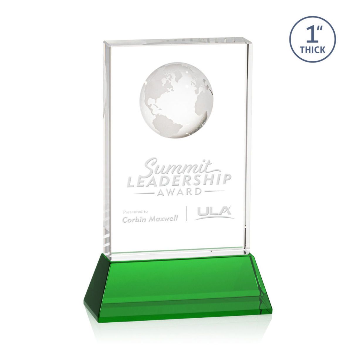 Ambassador Globe Award on Base - Green
