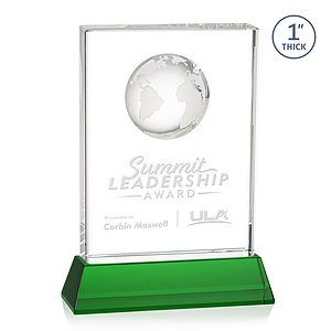 Ambassador Globe Award on Base - Green