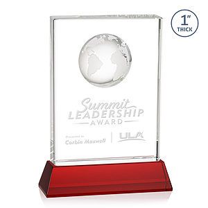 Ambassador Globe Award on Base - Red