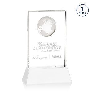 Ambassador Globe Award on Base - White