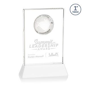 Ambassador Globe Award on Base - White