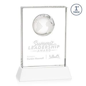 Ambassador Globe Award on Base - White