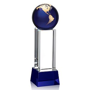 Luz Globe Award on Base - Blue/Gold