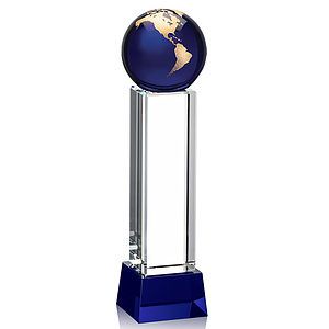 Luz Globe Award on Base - Blue/Gold