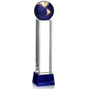 Luz Globe Award on Base - Blue/Gold