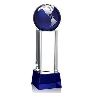 Luz Globe Award on Base - Blue/Silver