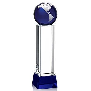 Luz Globe Award on Base - Blue/Silver
