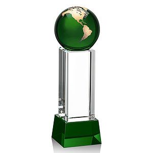 Luz Globe Award on Base - Green/Gold