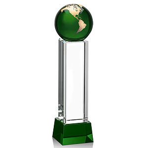 Luz Globe Award on Base - Green/Gold