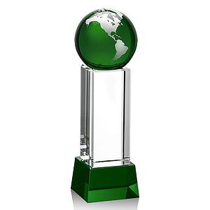 Luz Globe Award on Base - Green/Silver