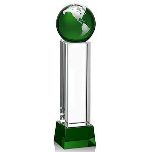 Luz Globe Award on Base - Green/Silver