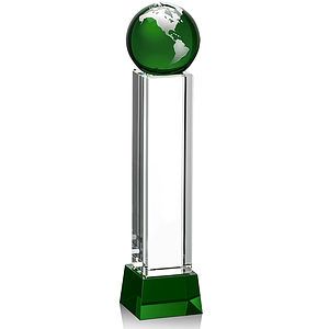 Luz Globe Award on Base - Green/Silver