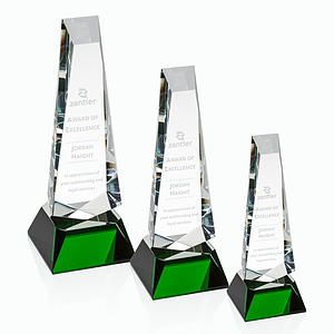 Rustern Obelisk Award on Base - Green 