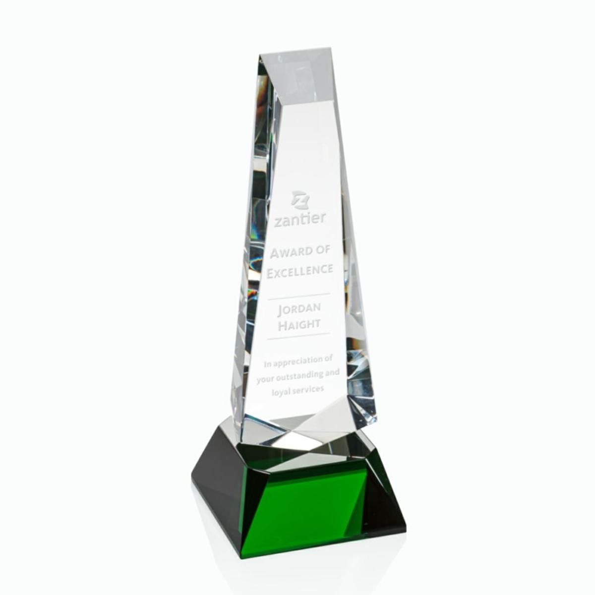 Rustern Obelisk Award on Base - Green 