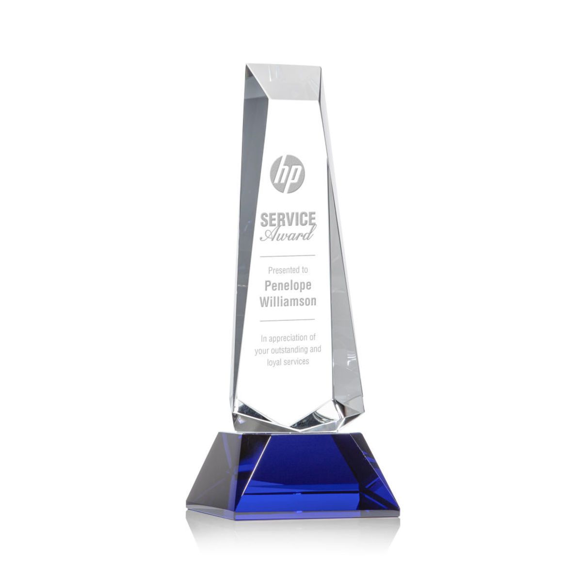 Rustern Obelisk Award on Base - Blue 