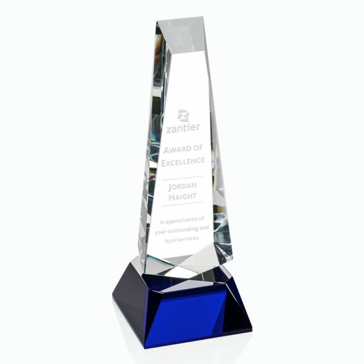 Rustern Obelisk Award on Base - Blue 
