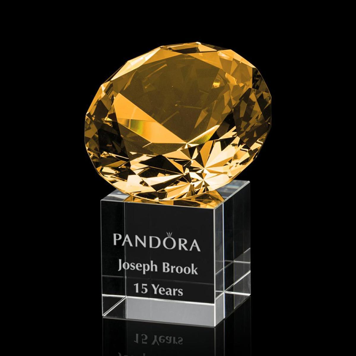 Gemstone Award on Cube - Amber