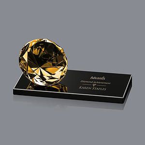 Gemstone Award on Black - Amber