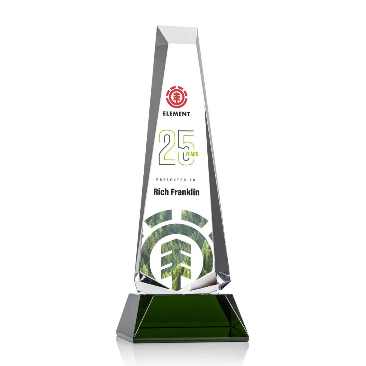Rustern Obelisk VividPrint™ Award on Base - Green