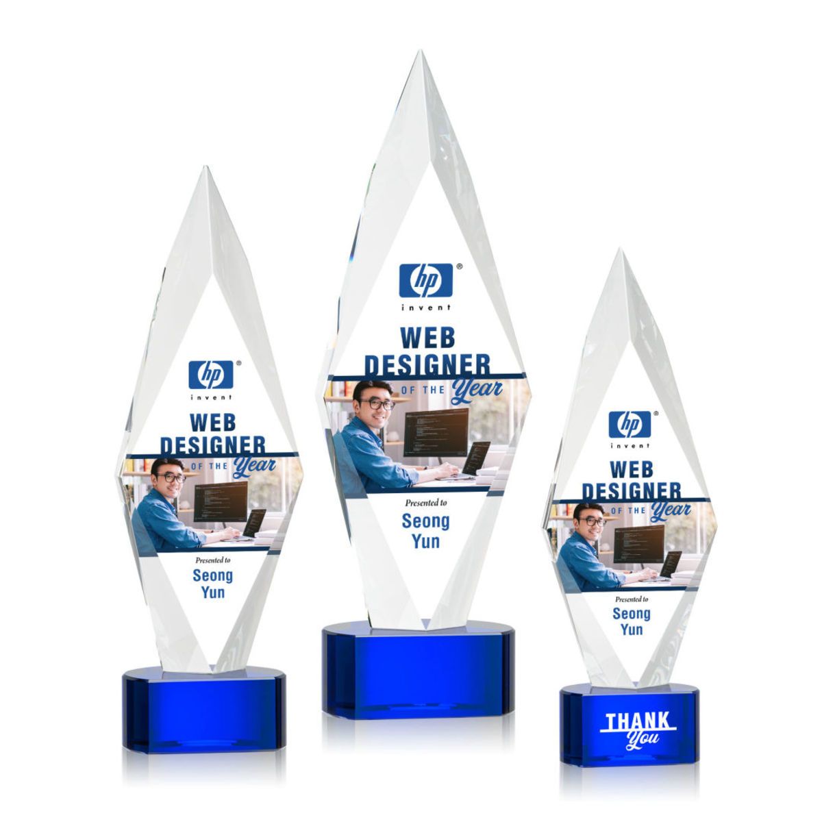 Manilow VividPrint™ Award on Paragon Base - Blue