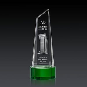 Akron Tower 3D Award on Base - Green