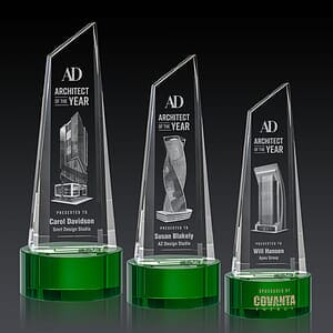Akron Tower 3D Award on Base - Green