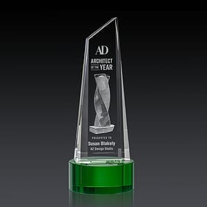 Akron Tower 3D Award on Base - Green