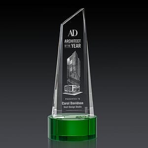 Akron Tower 3D Award on Base - Green