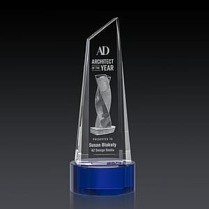 Akron Tower 3D Award on Base - Blue