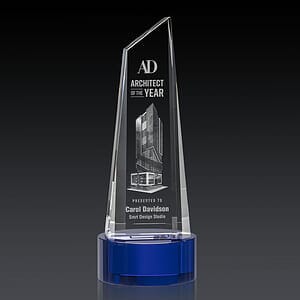 Akron Tower 3D Award on Base - Blue