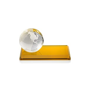 Globe Award on Rectangle Base - Amber