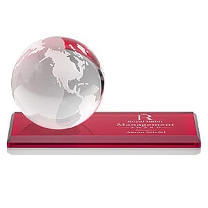 Globe Award on Rectangle Base - Red