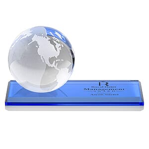 Globe Award on Rectangle Base - Sky Blue