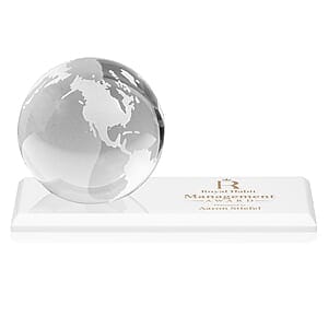 Globe Award on Rectangle Base - White