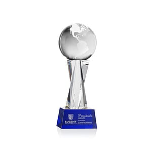 Globe Award on Grafton Base - Blue