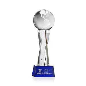 Globe Award on Grafton Base - Blue