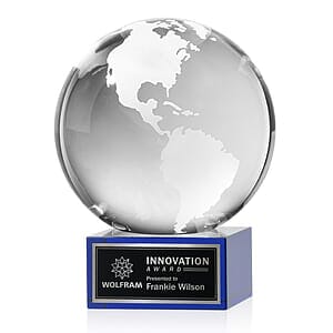 Globe Award on Hancock Base - Blue
