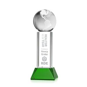 Globe Award on Stowe Base - Green