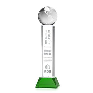 Globe Award on Stowe Base - Green