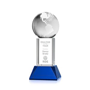 Globe Award on Stowe Base - Blue